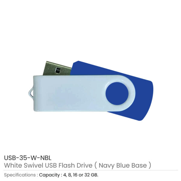 White Swivel USB Navy Blue