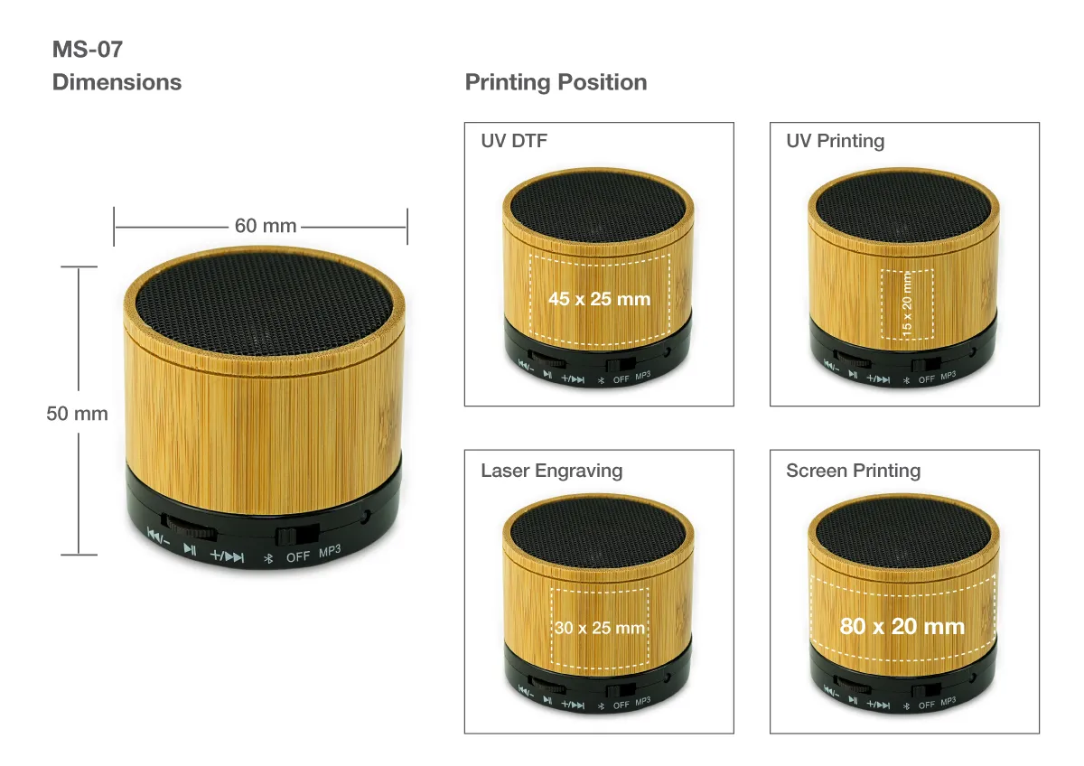 Bamboo Bluetooth Speaker Printing Details