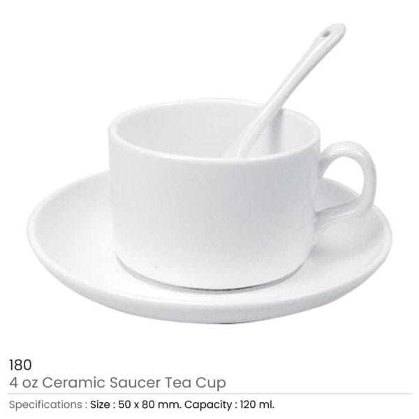 Ceramic Saucer Tea Cup with Spoon 180