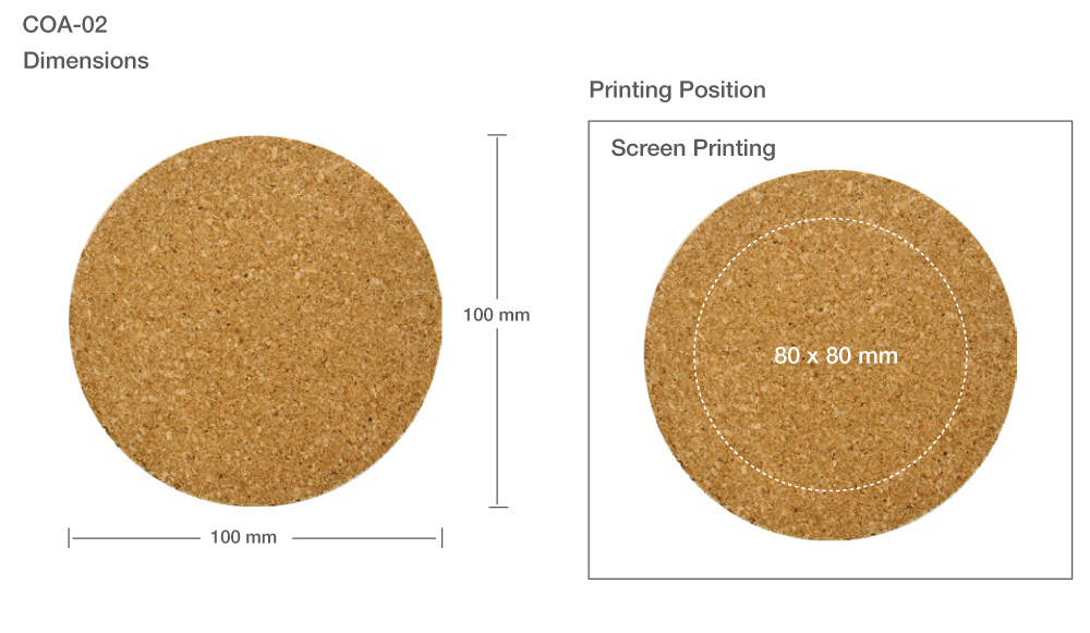 Cork Tea Coaster Printing Area Details