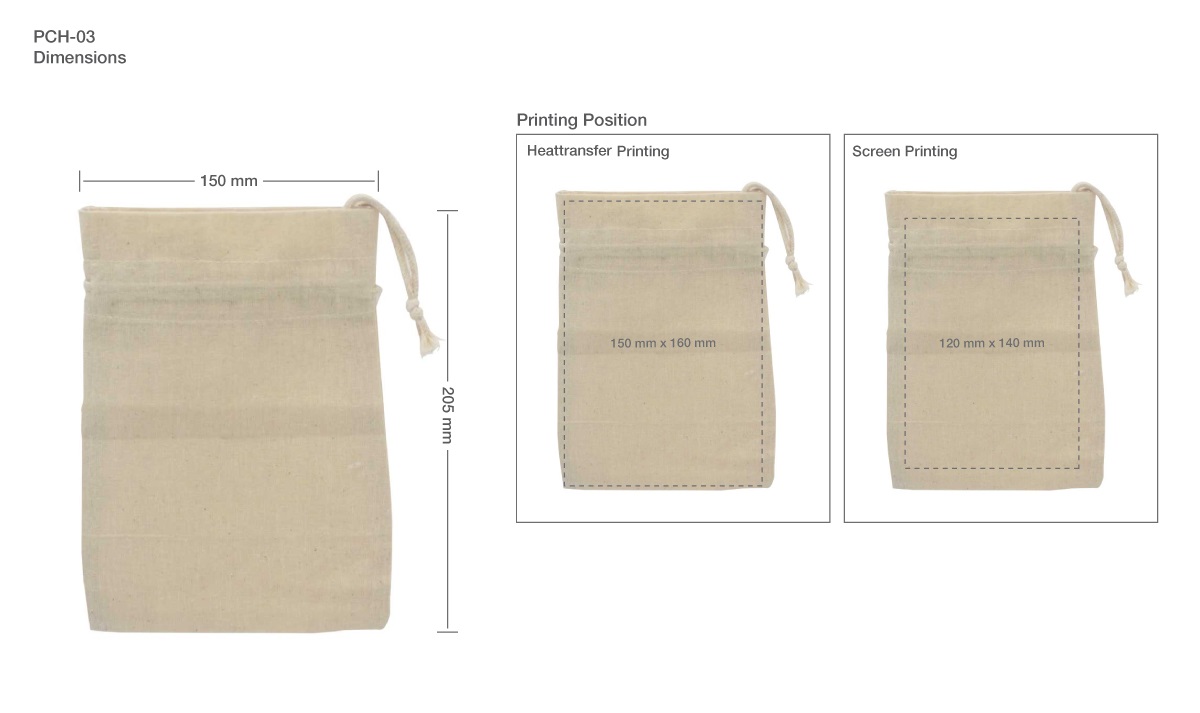 Cotton Pouch Printing Area Details