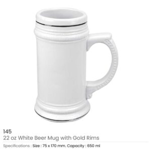 German Beer Mugs White 20 oz