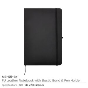 A5 PU Leather Notebooks with Elastic Band, Calendar, Pen Holder - Image 5