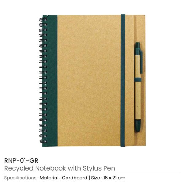 Notebook with Pen Green
