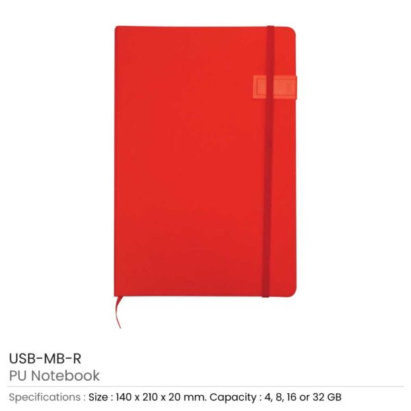 Red Notebook with USB Flash Chip