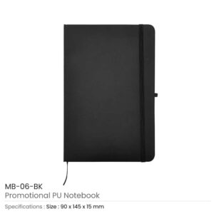 A6 Size Black PU Leather Notebook