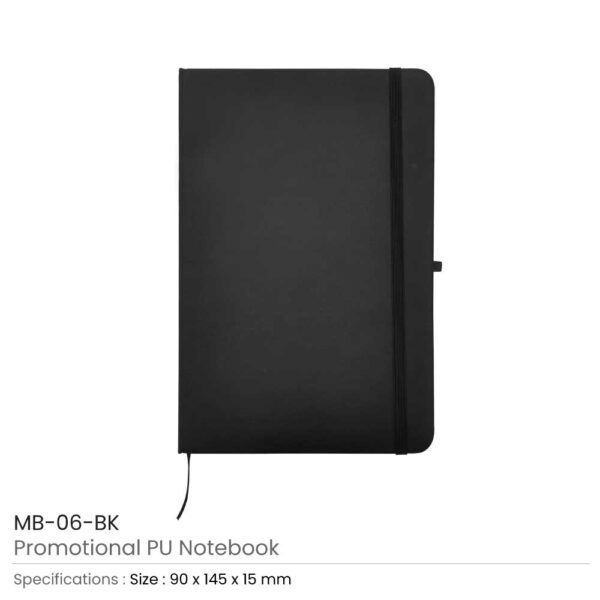 A6 Size Black PU Leather Notebook