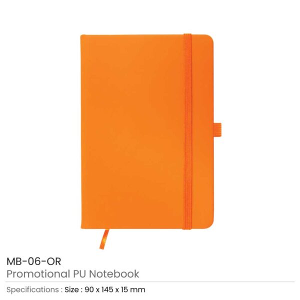 A6 Size Orange PU Leather Notebook