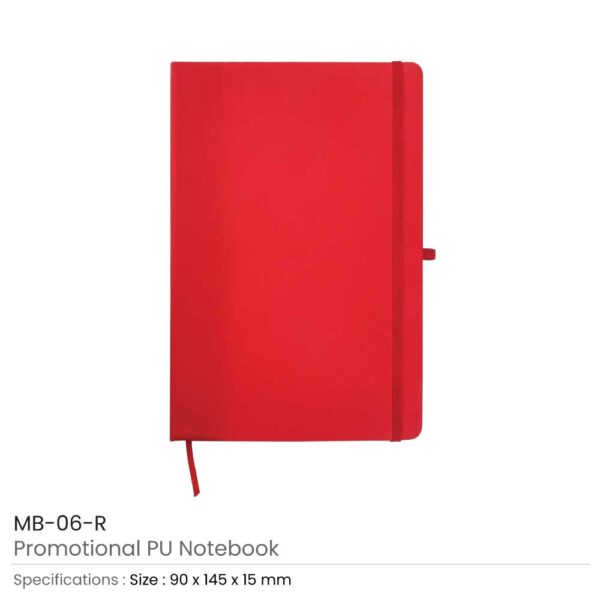 A6 Size Red PU Leather Notebook