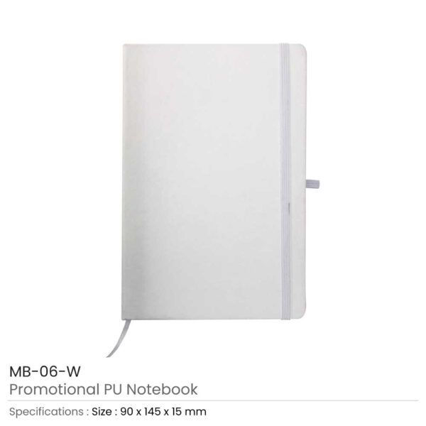 A6 Size White PU Leather Notebook