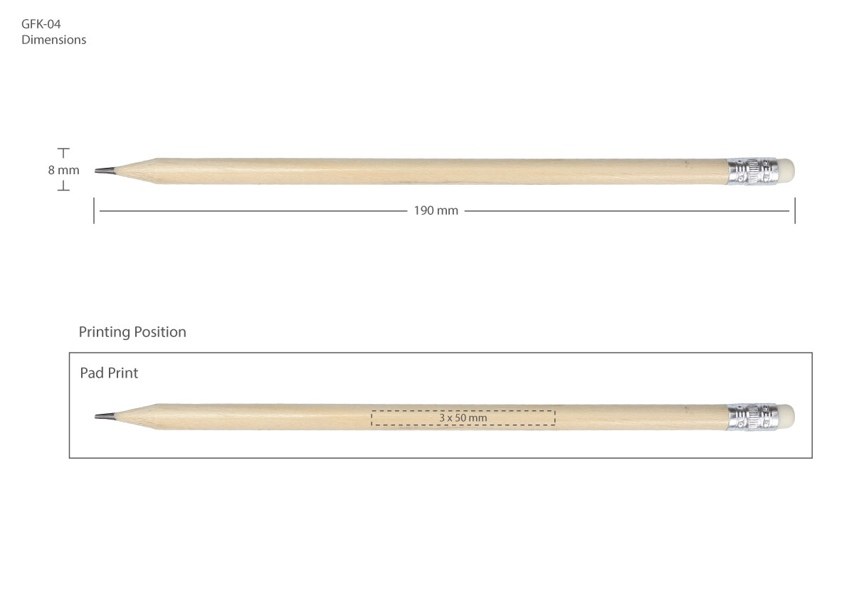 Pencil with Eraser Printing Details