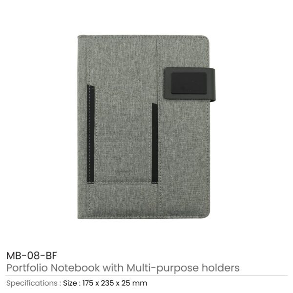 Grey Fabric Portfolio Notebooks