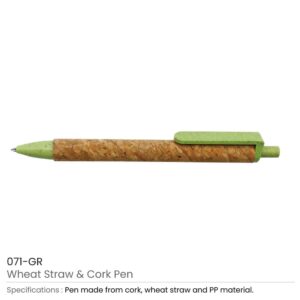 Wheat Straw and Cork Pen Green