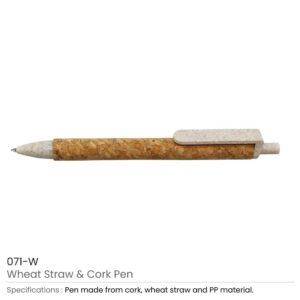 Wheat Straw and Cork Pen White