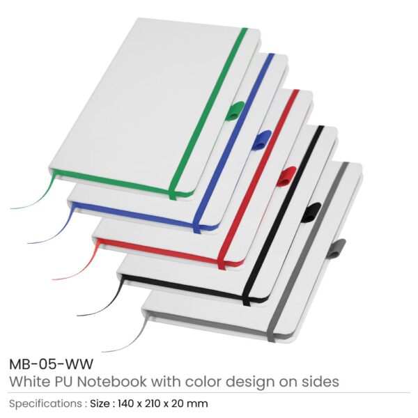 White PU Leather Notebooks Details