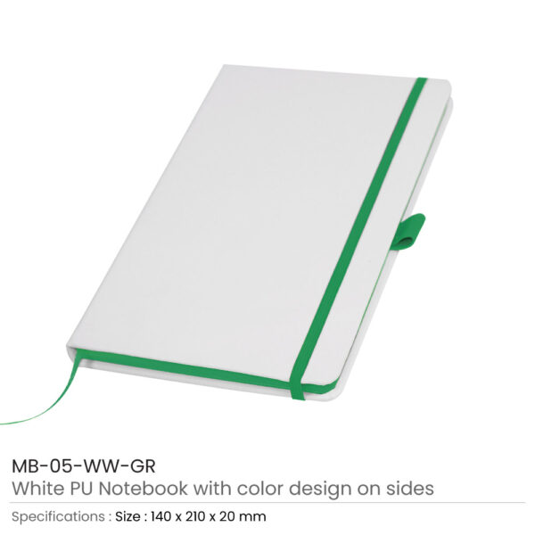 White PU Leather Notebooks Green