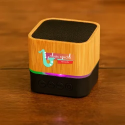 Branding Cube Bamboo Bluetooth Speaker