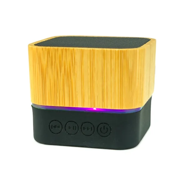 Cube Bamboo Bluetooth Speaker View