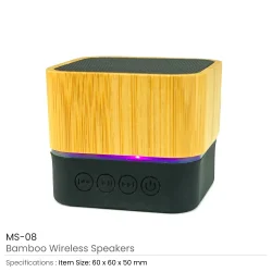 Cube Bamboo Bluetooth Speaker Details