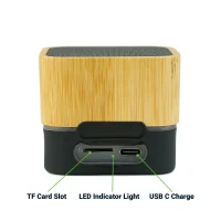 Cube Bamboo Bluetooth Speaker Ports