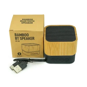 Cube Bamboo Bluetooth Speaker with Box