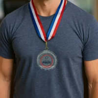 Glass Medals with Ribbon Sample