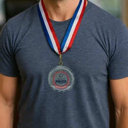 Glass Medals with Ribbon Sample