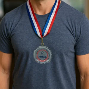 Glass Medals with Ribbon Sample