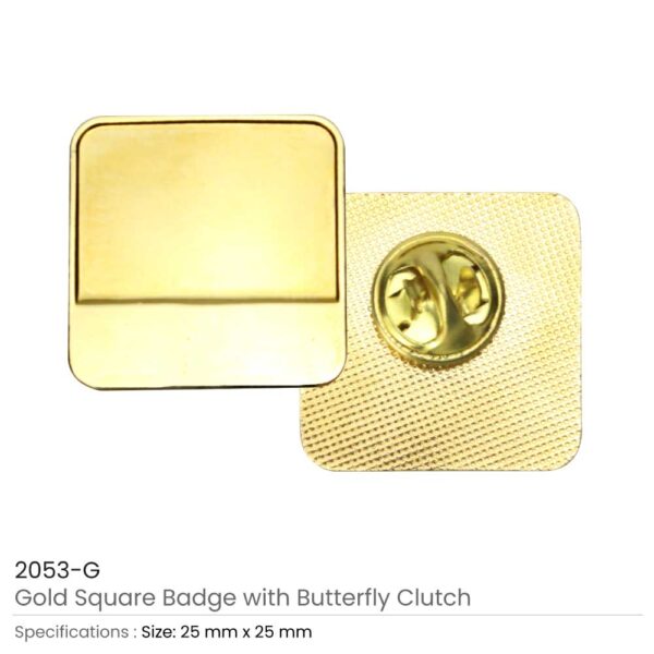 Gold Square Metal Badges