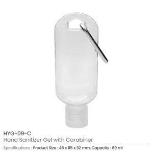 Hand Sanitizer Gel with Carabiner Clip