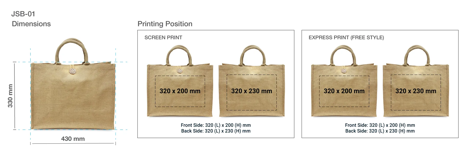 Reusable Jute Shopping Bags Printing Details