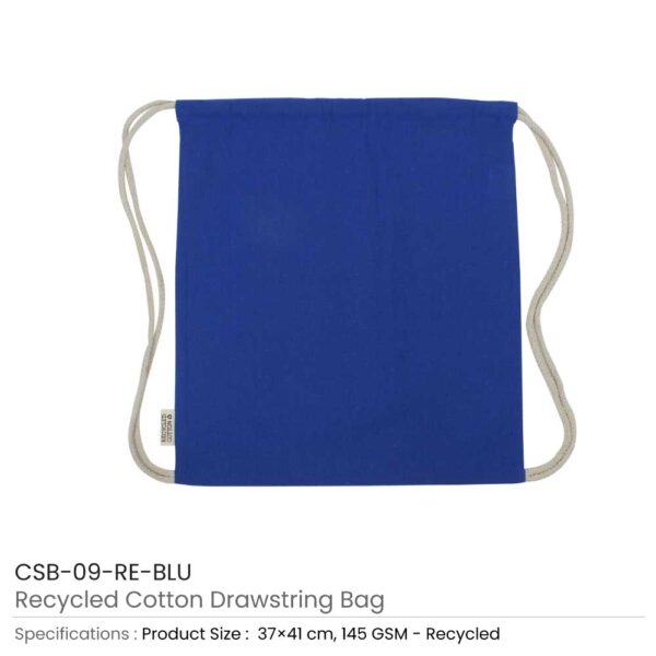 Recycled Cotton Drawstring Bags Blue