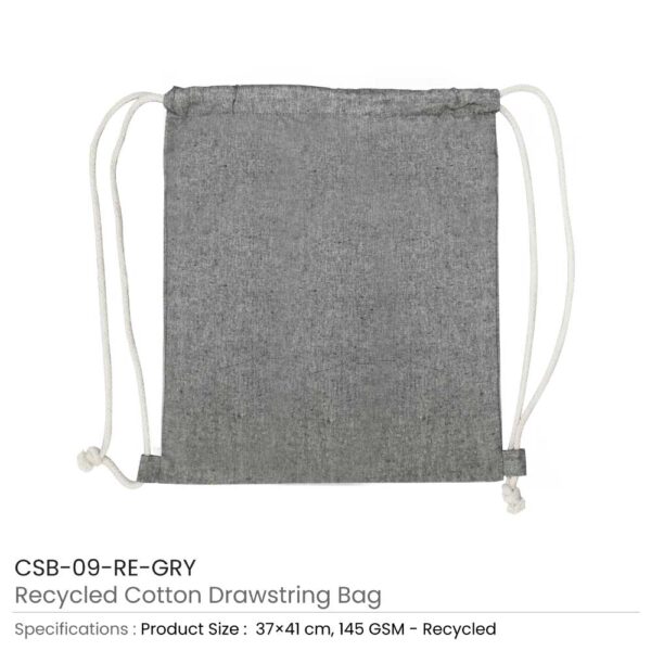 Recycled Cotton Drawstring Bags Grey