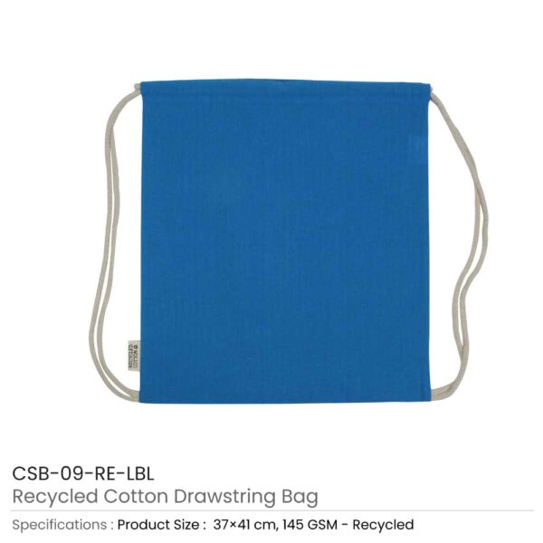 Recycled Cotton Drawstring Bags Light Blue