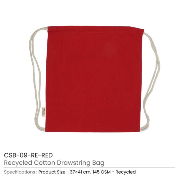 Recycled Cotton Drawstring Bags Red