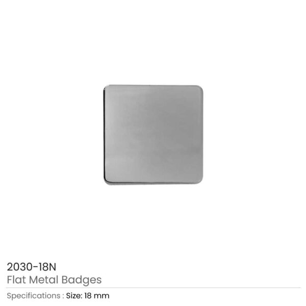 Square Flat Metal Badges Silver