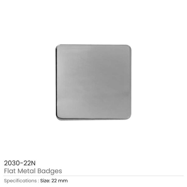 Square Flat Metal Badges Silver