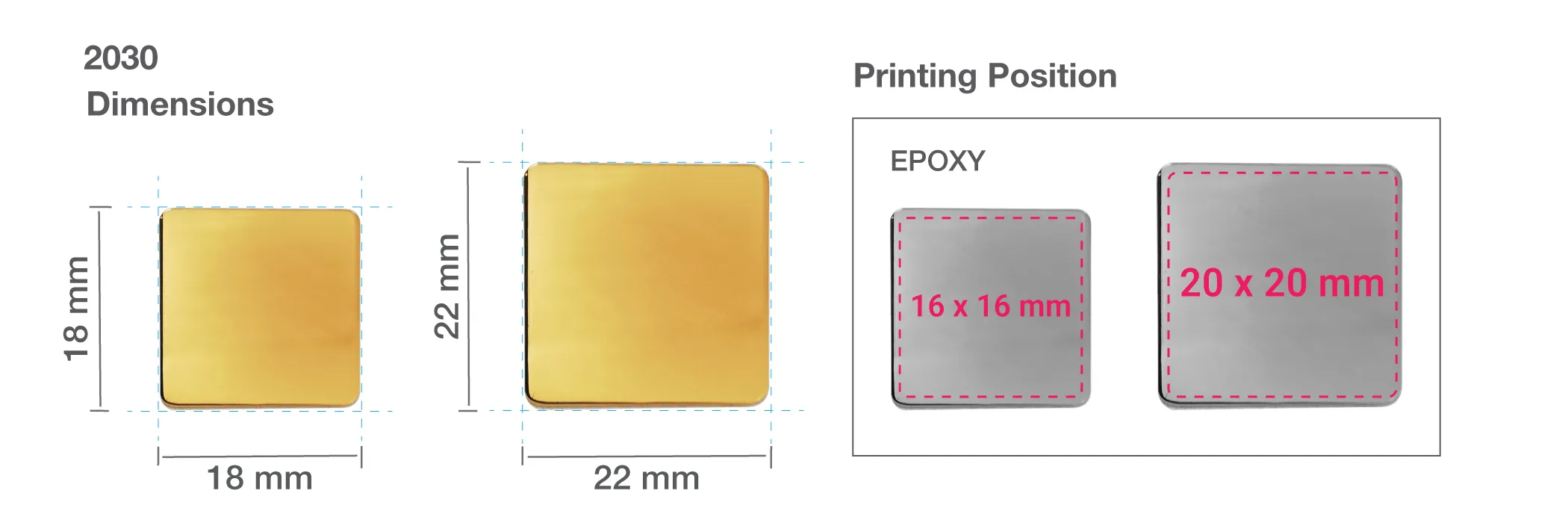Square Flat Metal Badges Printing Details Square Flat Metal Badges Printing Details
