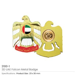 UAE Falcon Metal Badges with Gold Magnet