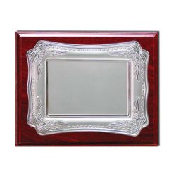 Wooden Promotional Plaque Silver Laserable Plate