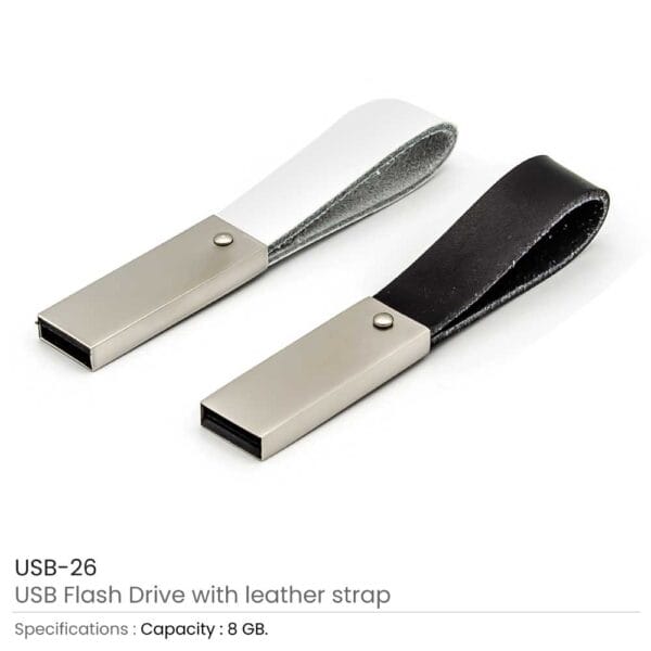 USB Flash Drive with Leather Strap