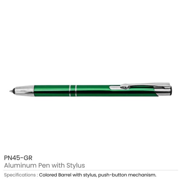Green Aluminum Pens with Stylus