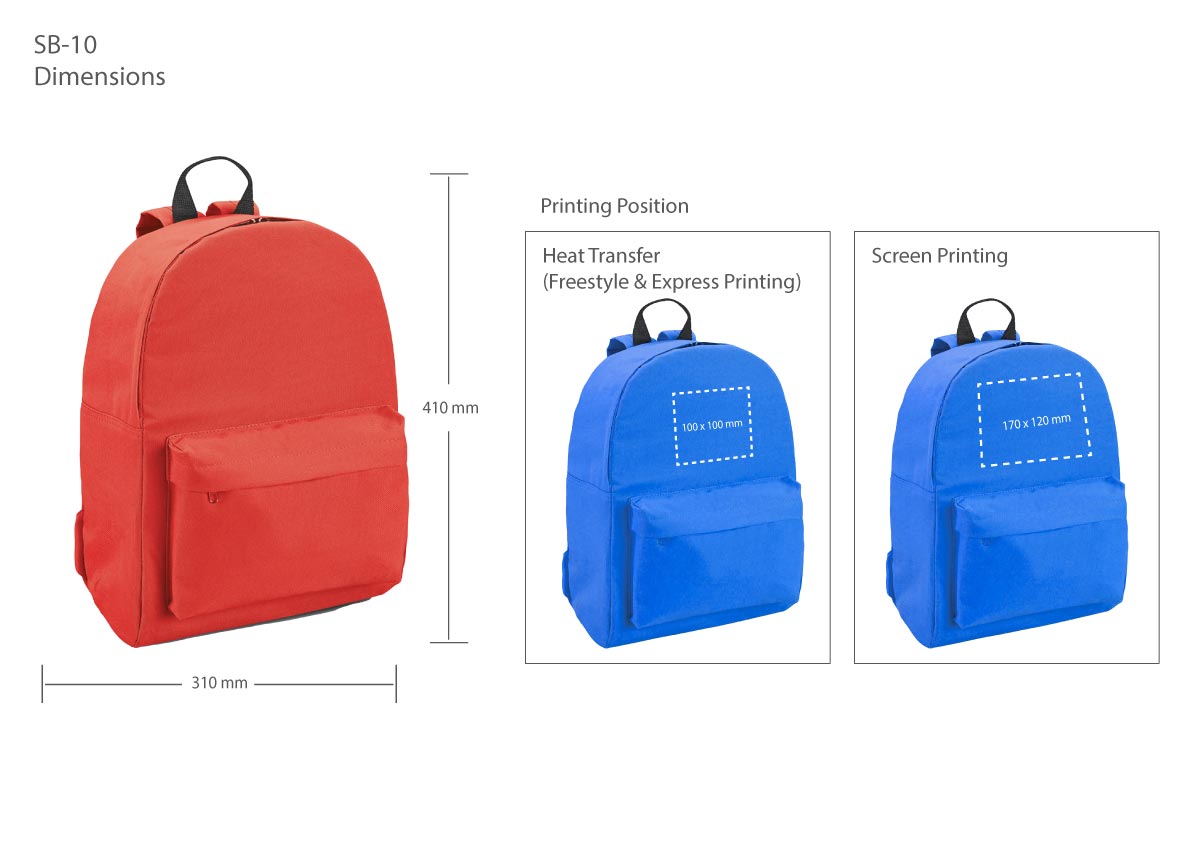 Backpack SB-10 Printing Details