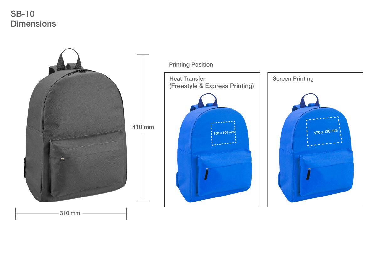 Backpacks SB-10 Printing Details
