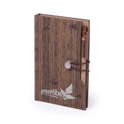 Wood Design Notebook with Sticky Note and Pen - Image 2