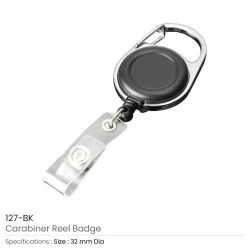 Carabiner Reel Badge - Black