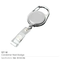 Carabiner Reel Badge - White