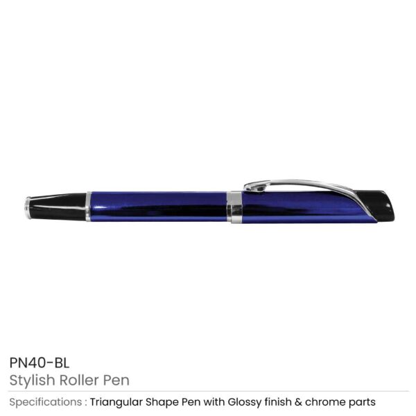 Blue Metal Roller Pen
