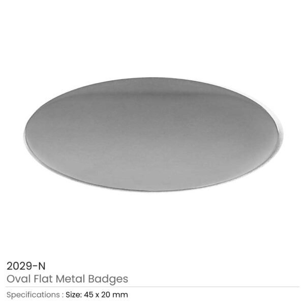 Silver Oval Flat Metal Badges