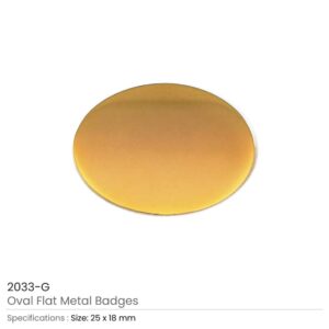 Gold Oval Flat Metal Badges